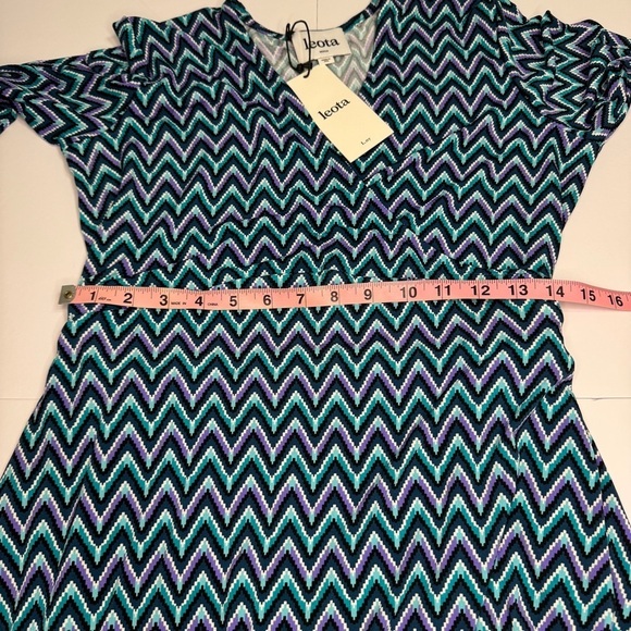 Leota Wave Aqua Faux Wrap Dress M | NWT | Nordstrom $158 - Picture 6 of 8